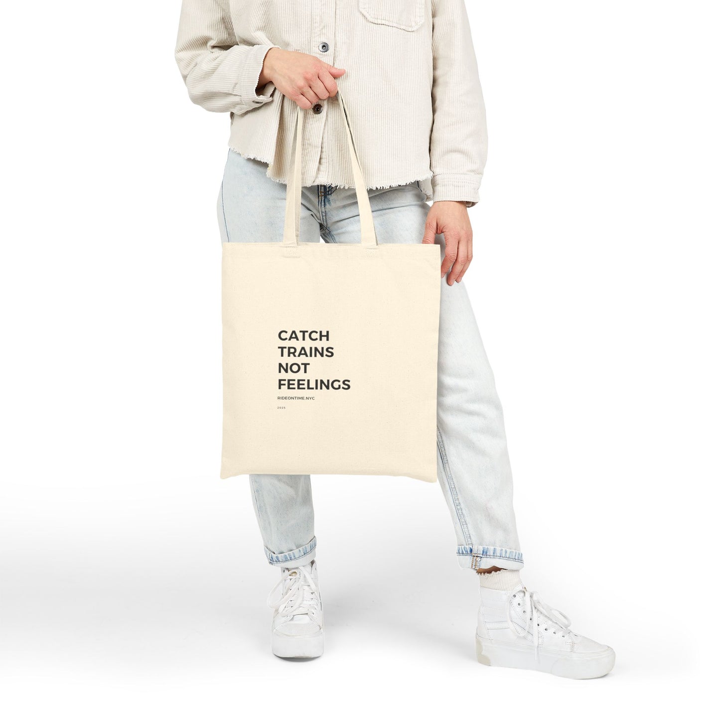 Catch Trains Not Feelings Tote Bag